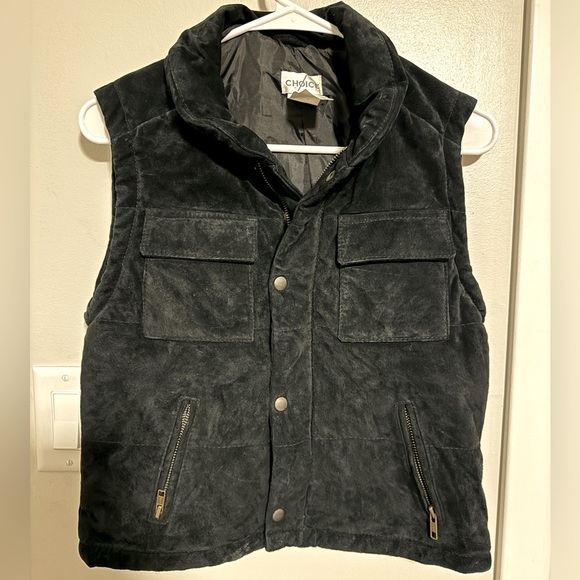Choice Jackets & Blazers - Black Genuine Leather Puffer Vest Women’s Medium Choice Vintage Retro Boho Chic